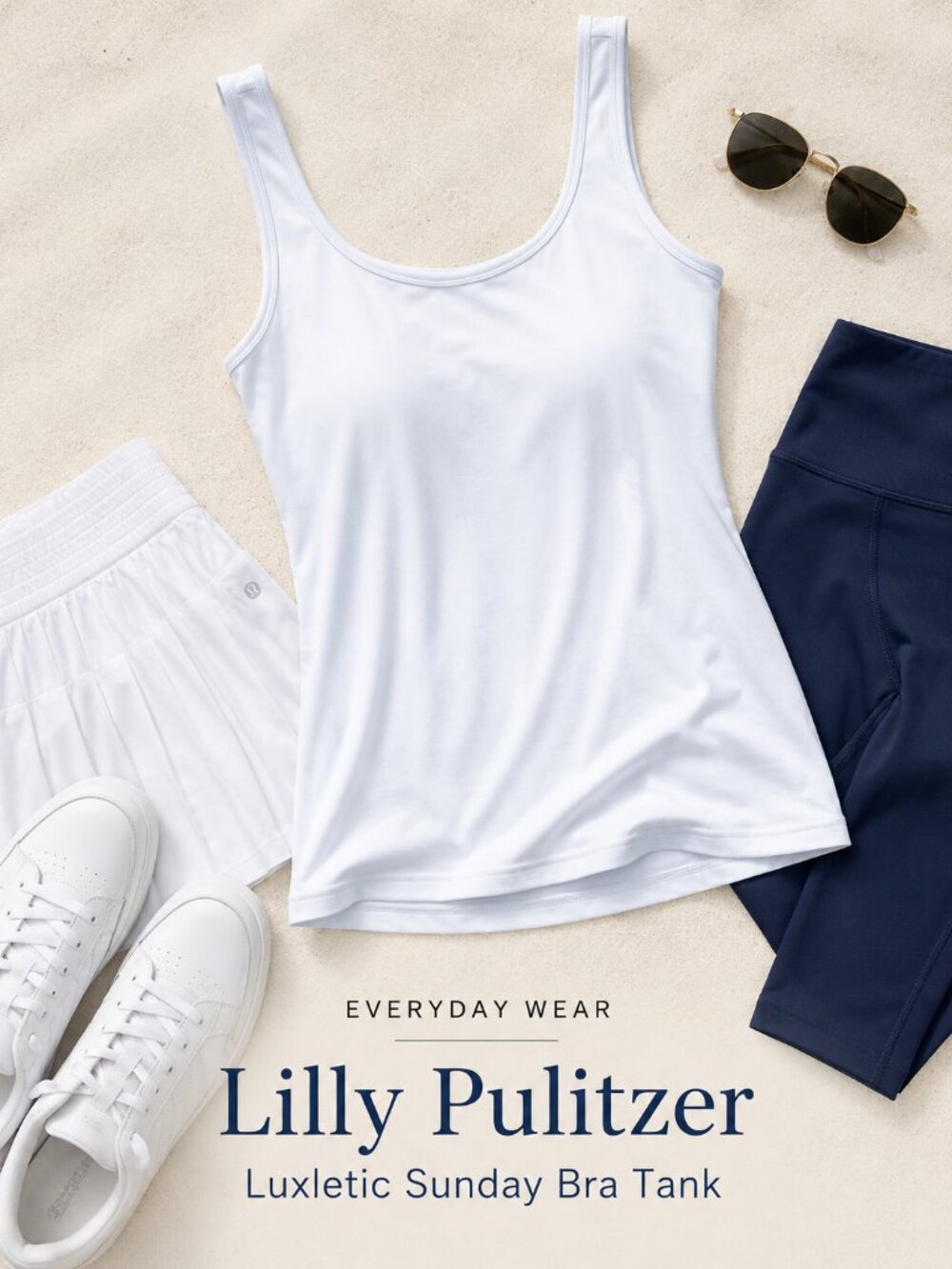 Lilly Pulitzer Luxletic Sunday Bra Tank White Built In Bra XXS